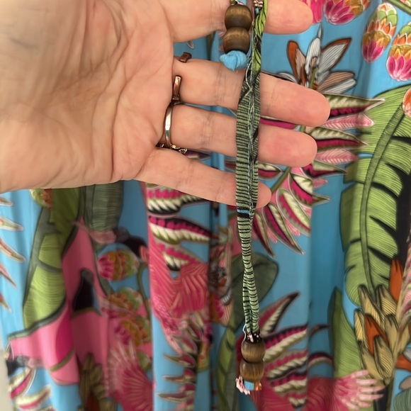 Exotic tropical design fabric wide leg, summer pants size S - Picture 3 of 8